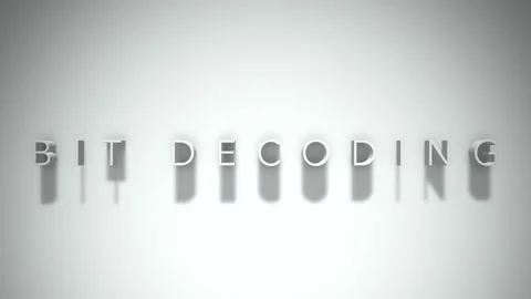 Bit decoding 3D title animation white text on a white background Video stock 299369288