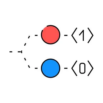 Bit quantum technology icon color illustration Stock Illustration