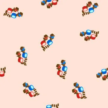 Bit quantum technology isometric icon seamless pattern Stock Illustration