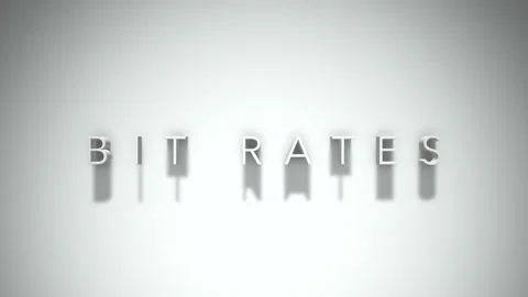 Bit rates 3D title animation with shadows on a white background Stock Footage 297015870