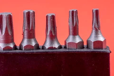 Bit set for screwdriver close-up Stock Photos