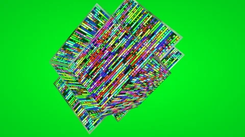 Bit stream digital pixels on green screen Stock Footage 336406740