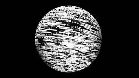 Bit stream digital pixels on rotating sphere Stock Footage 193118190