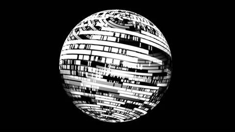 Bit stream digital pixels on rotating sphere Stock Footage 194399283