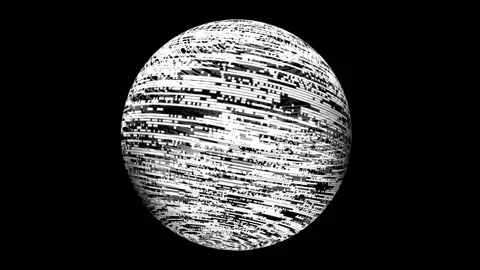 Bit stream digital pixels on rotating sphere Stock Footage 194741619