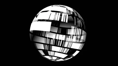 Bit stream digital pixels on rotating sphere Stock Footage 195259016