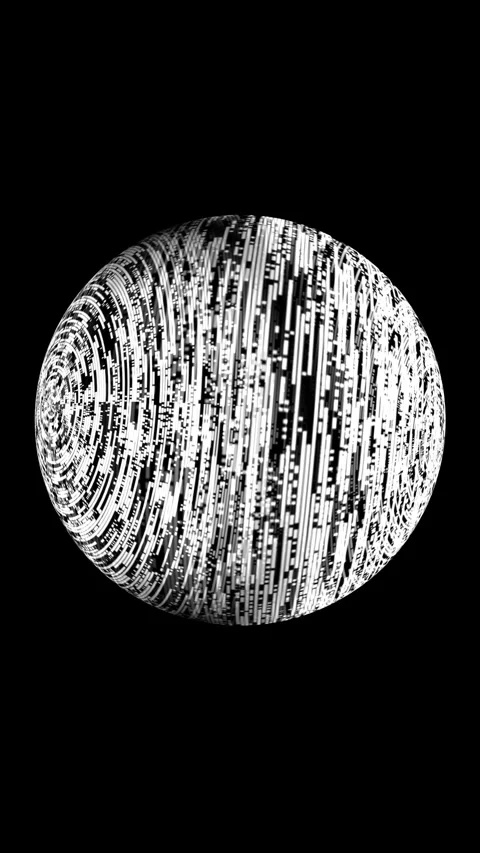 Bit stream digital pixels on rotating sphere vertical video Stock Footage 271682665