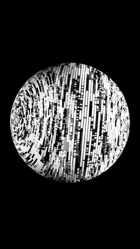 Bit stream digital pixels on rotating sphere vertical video Stock Footage 271682805
