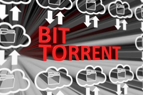 BIT TORRENT concept blurred background 3d render illustration Stock Illustration