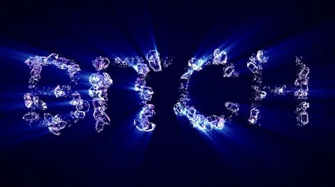 Bitch - text of diamonds with blue light rays Stockillustratie