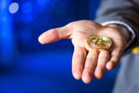 Bitcion hand cryptocurrency Stock Photos