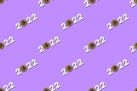 Bitcoin 2022 coin seamless pattern Stock Illustration