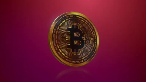 Bitcoin 360 Rotate Red Video stock 172339401