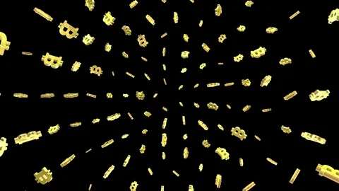 Bitcoin 3d gold symbol particle. Stock-Footage 344095415