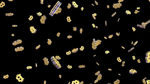 Bitcoin 3d gold symbol particle. 库存影片 344095450