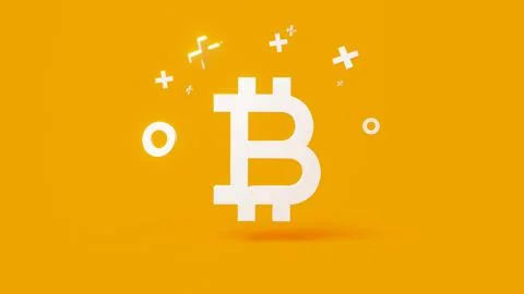 Bitcoin 3d icon on a simple yellow background 4k Stock Illustration