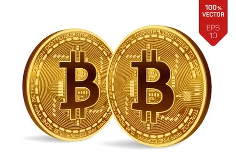 Bitcoin. 3D isometric Physical bit coin. Digital currency. Cryptocurrency. Two Stock Illustration