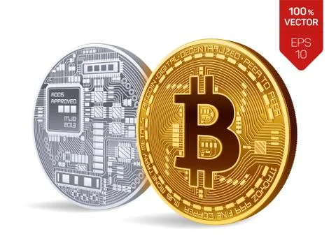 Bitcoin. 3D isometric Physical bit coin. Digital currency. Cryptocurrency. Go Stock Illustration
