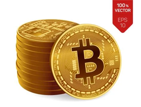 Bitcoin. 3D isometric Physical bit coin. Digital currency. Cryptocurrency. St Stock Illustration