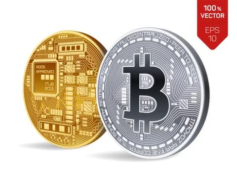 Bitcoin. 3D isometric Physical bit coin. Digital currency. Cryptocurrency. Go Ilustração Stock