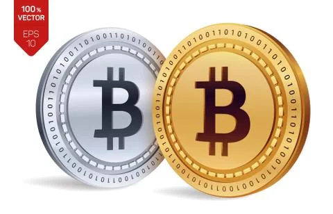 Bitcoin. 3D isometric Physical coins. Digital currency. Cryptocurrency. Golde Stock Illustration