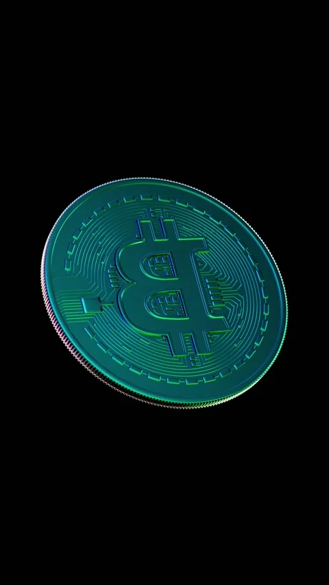 Bitcoin 3d render, seamless vertical loop video Stock Footage 234879589