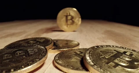 Bitcoin in 4k virtual cryptocurrency Stock Footage 142333016