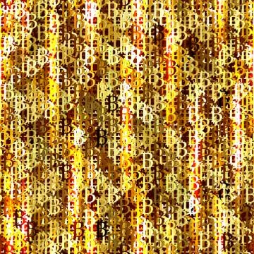 Bitcoin abstract seamless background on gold tone. Stock Illustration