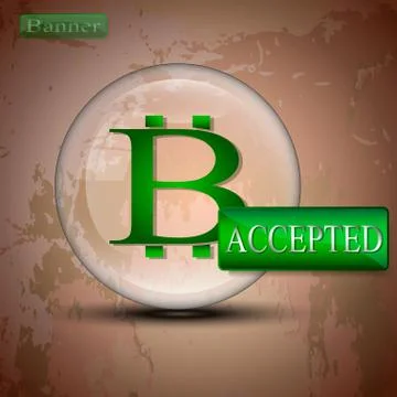 Bitcoin accepted banner Stock Illustration