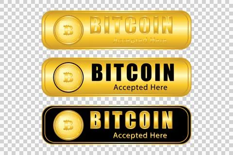 Bitcoin accepted button with black and gold colour Illustrazione stock