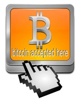 Bitcoin accepted here button with cursor Stock Illustration