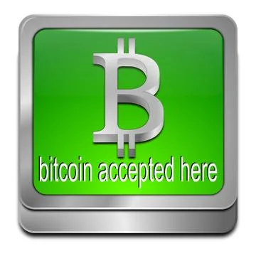 Bitcoin accepted here button Stock Illustration
