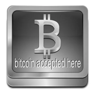 Bitcoin accepted here button Stock Illustration