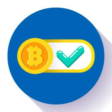 Bitcoin accepted here icon vector flat style. Illustrazione stock