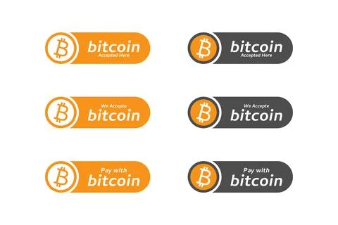 Bitcoin Accepted Here Set of UI Button for Digital Cryptocurrency Payment Stock Illustration