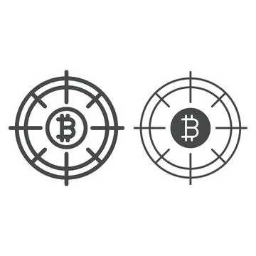 Bitcoin aim line and solid icon, cryptocurrency concept, BTC target vector sign Stock Illustration