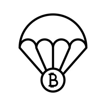 Bitcoin airdrop icon linear logo mark in black and white Stock Illustration