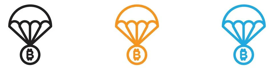 Bitcoin airdrop vector logo set collection for web app ui Stock Illustration
