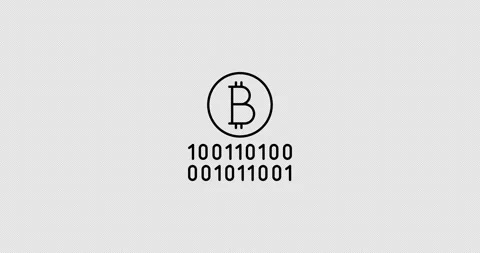 Bitcoin algorithm animated outline icon Video stock 249187429