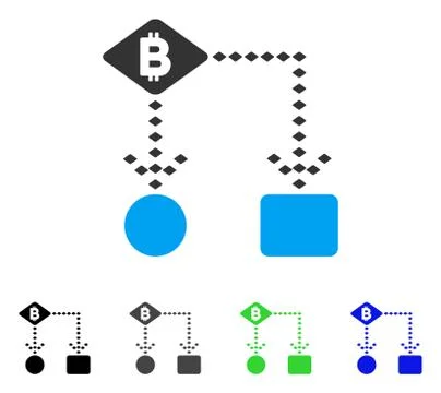 Bitcoin Algorithm Scheme Flat Icon イラスト素材