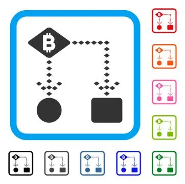 Bitcoin Algorithm Scheme Framed Icon Stock Illustration