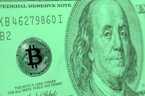 Bitcoin on the american dollar Stock Photos