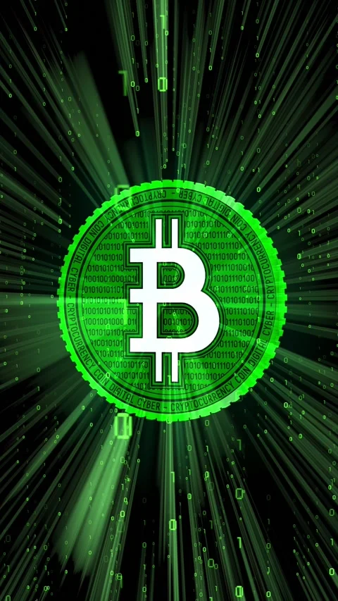 Bitcoin and binary code - 3D animation Stock Footage 314076773