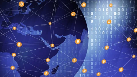 Bitcoin and binary code animation revolutionizing financial technology Stock Footage 254485418