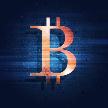 Bitcoin and Binary Code Stock Illustration