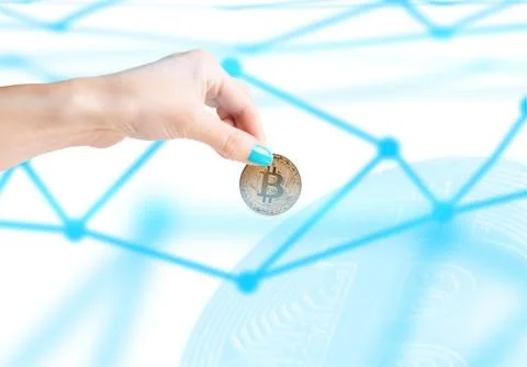 Bitcoin and blockchain concept. Stock Photos