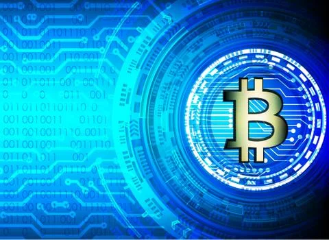 Bitcoin and blockchain digital technology, virtual currency blockchain techno Stockillustratie