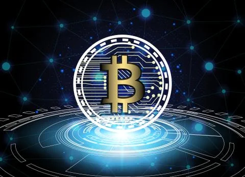 Bitcoin and blockchain digital technology, virtual currency blockchain techno 스톡 일러스트