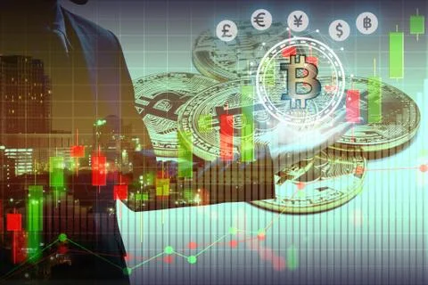Bitcoin and blockchain digital technology Stock-Fotos