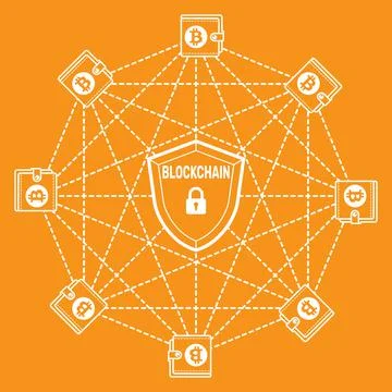 Bitcoin and Blockchain logo イラスト素材